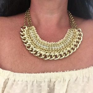 Cream and Gold tone Statement Necklace